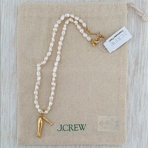 NWT J.CREW Pearl Necklace with Fish Charms